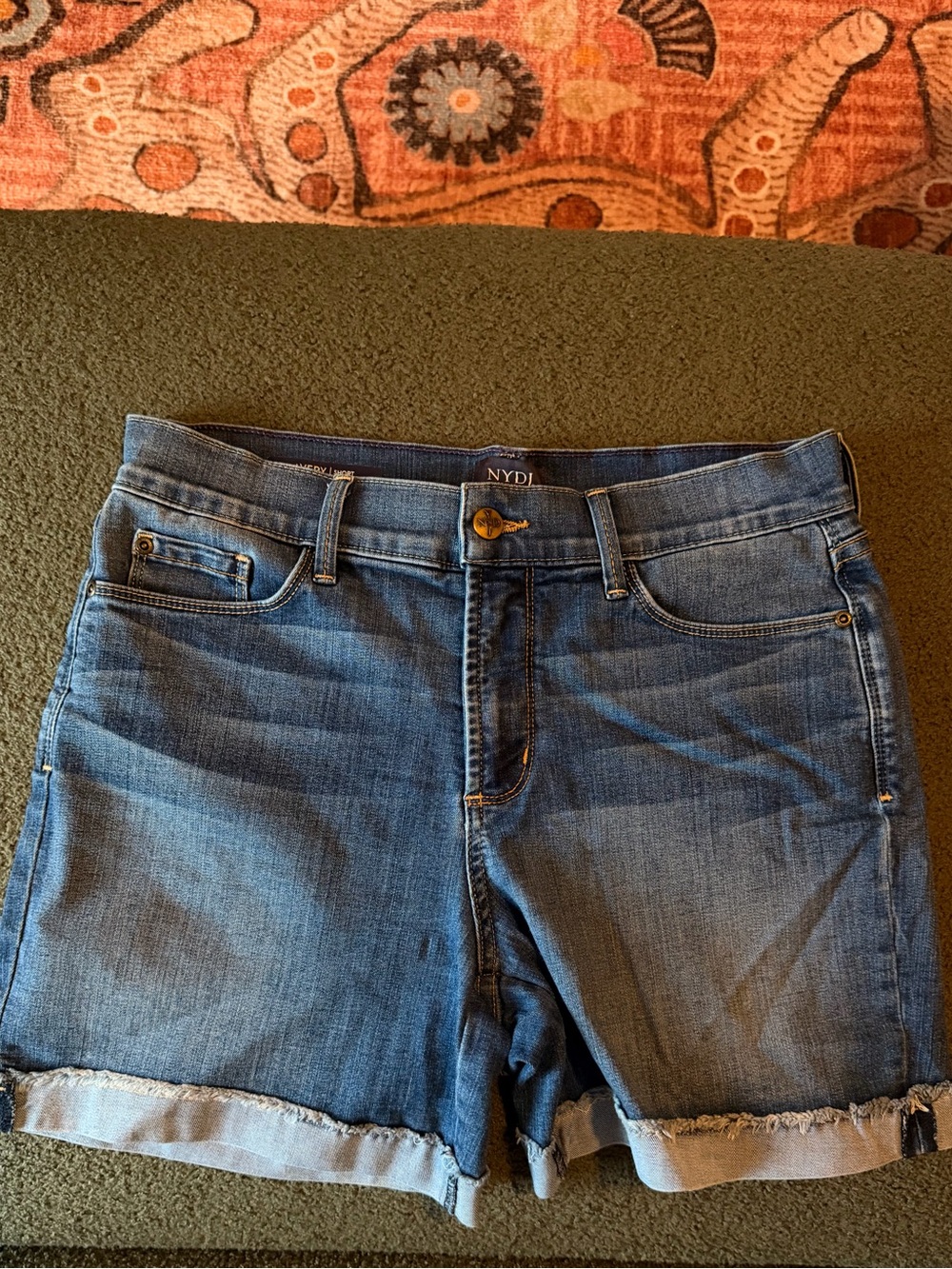 NYDJ Avery Rolled Hem Blue Denim Shorts